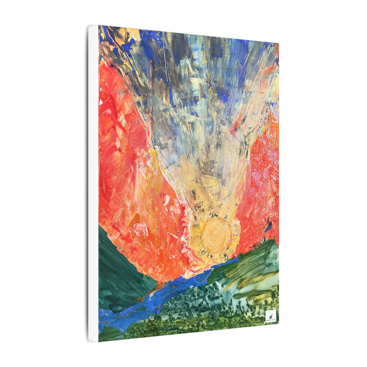 Abstract Sunrise Matte Canvas Wall Art — Colorful Contemporary Landscape Print