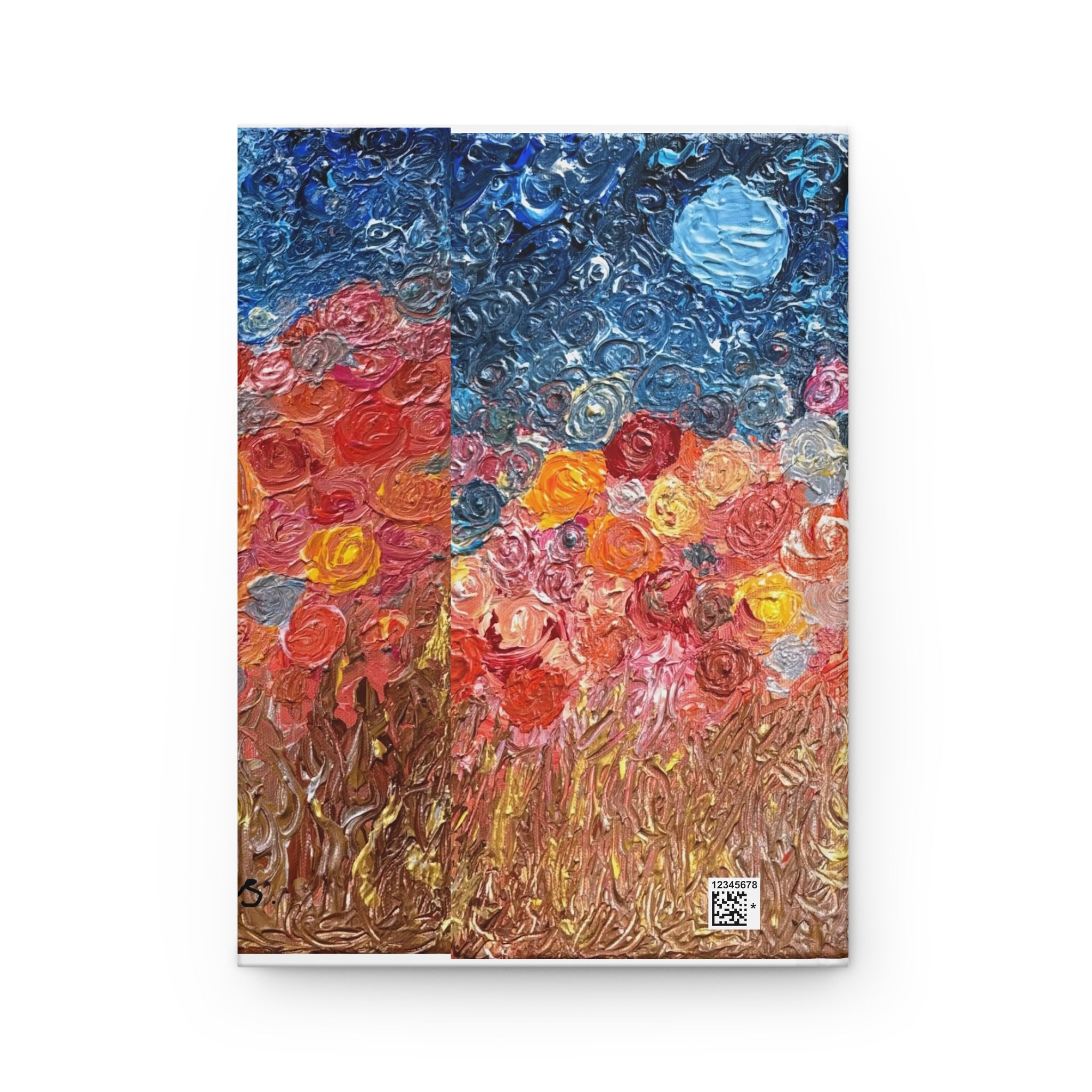 Floral Nightscape Hardcover Journal — Lined Artistic Flower Field Notebook