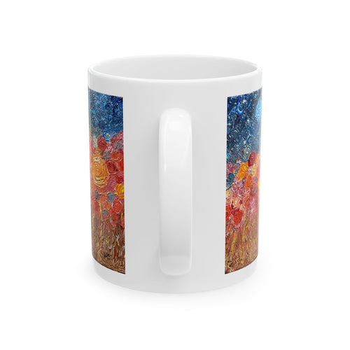 Floral Nightscape Ceramic Mug — Colorful Impressionist Field Coffee Cup (11oz/15oz)