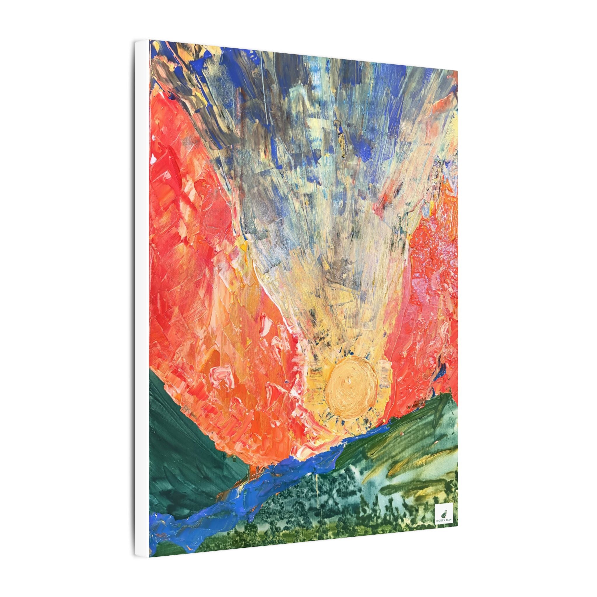 Abstract Sunrise Matte Canvas Wall Art — Colorful Contemporary Landscape Print