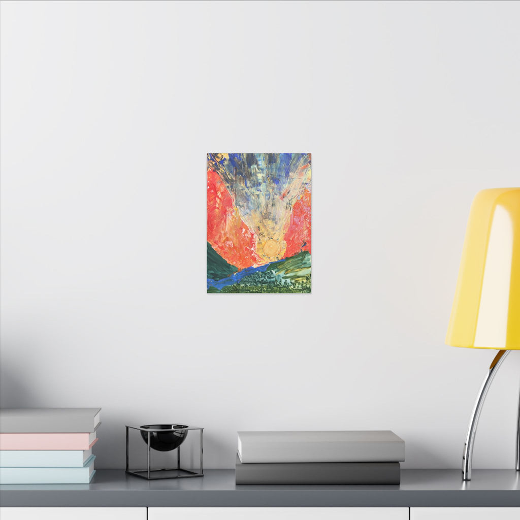 Abstract Sunrise Matte Canvas Wall Art — Vibrant Orange & Gold Modern Painting