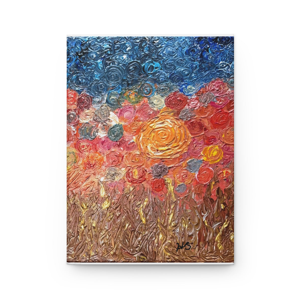 Floral Nightscape Hardcover Journal — Lined Artistic Flower Field Notebook