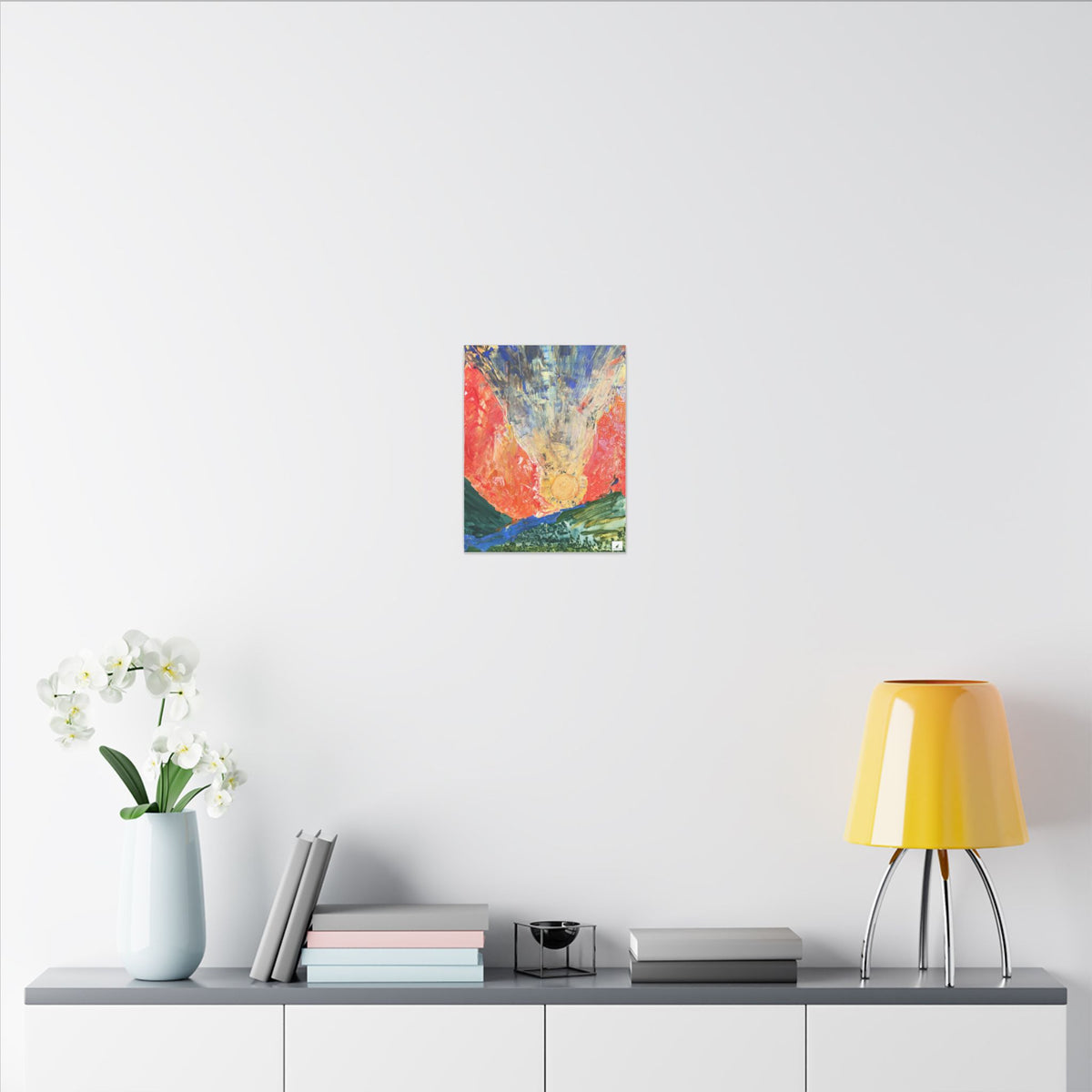 Abstract Sunrise Matte Canvas Wall Art — Colorful Contemporary Landscape Print