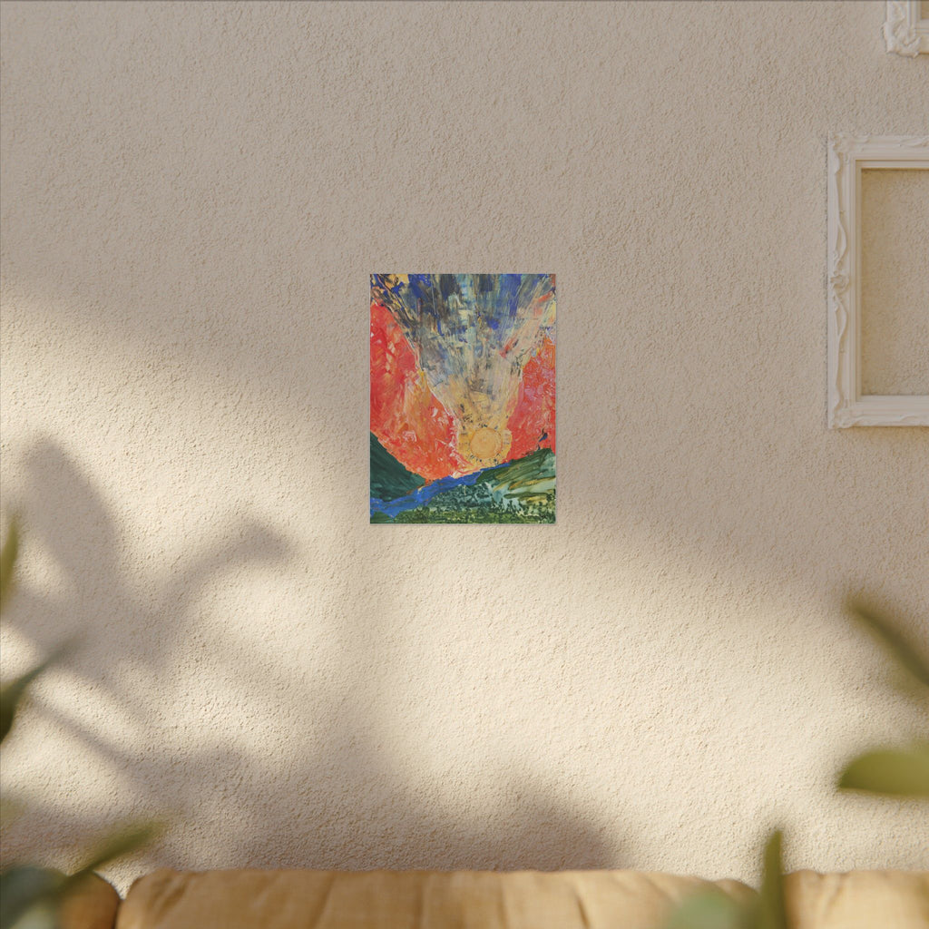 Abstract Sunrise Matte Canvas Wall Art — Vibrant Orange & Gold Modern Painting