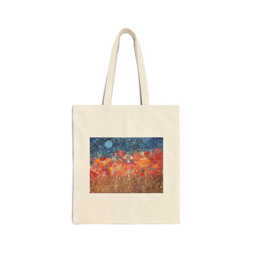 Canvas Tote — Colorful Floral Field Nightscape Art Print